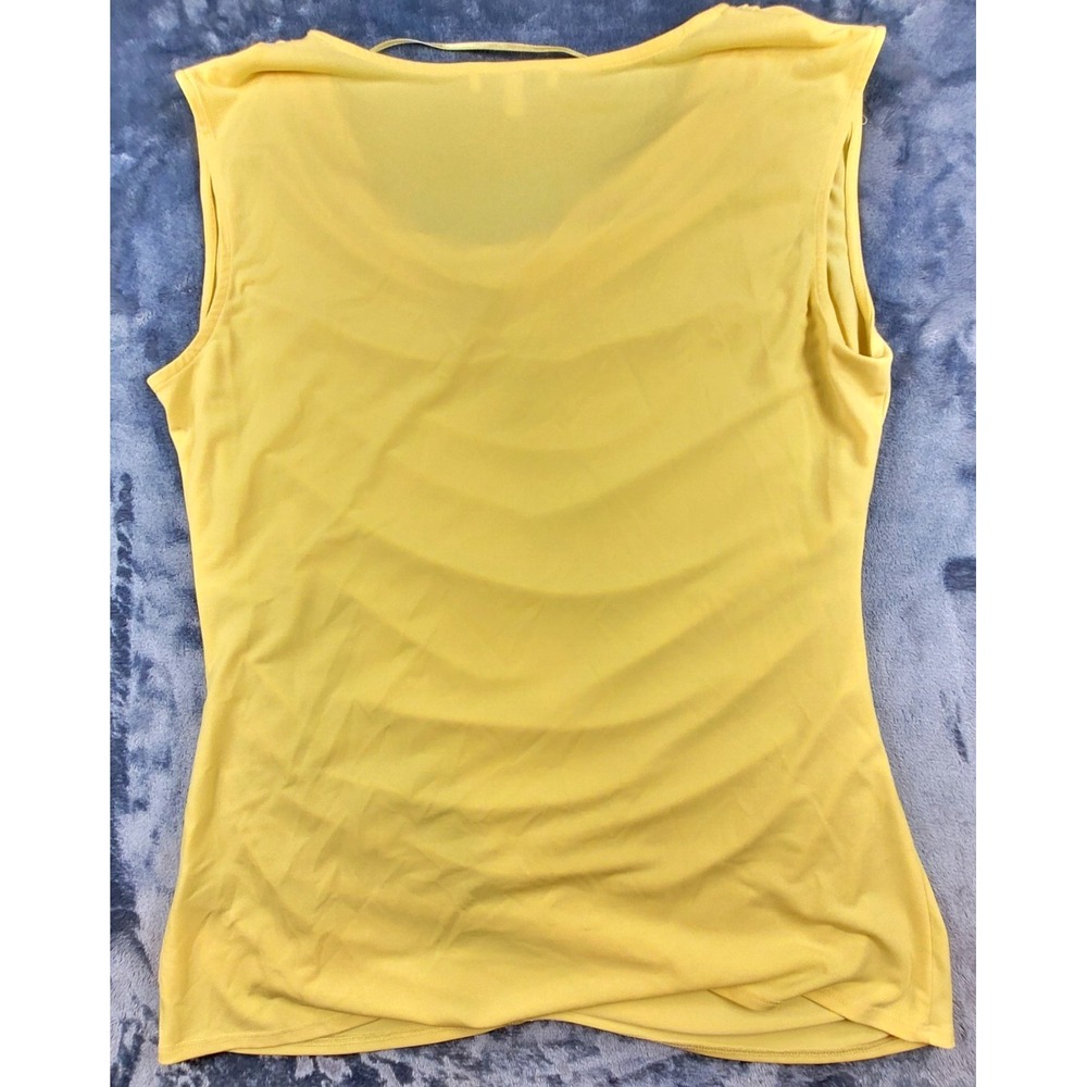 CHAUS NEW YORK Yellow Cowl Neck Sleeveless Top, Ruched Sides Women's Size L - Picture 3 of 6